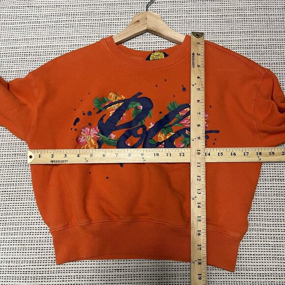 Polo Ralph Lauren Orange Floral Embroidered Logo Crewneck Sweatshirt Kids S - Picture 6 of 6